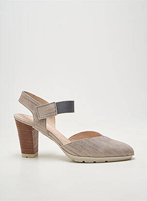 Pantofi cu toc țesătură satinată toc de 7 la 9 cm argintiu HISPANITAS femeie