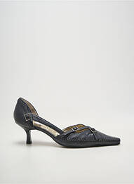 Pantofi cu toc țesătură satinată toc de 4 la 6 cm negru MADISON femeie
