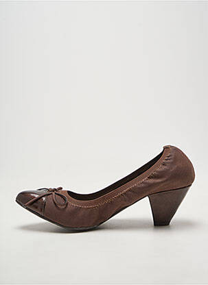 Pantofi cu toc material neted toc de 4 la 6 cm maro LES P'TITES BOMBES femeie