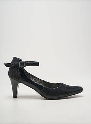 Pantofi cu toc țesătură satinată toc de 7 la 9 cm negru SWEET femeie