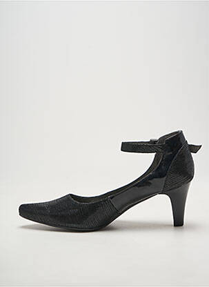 Pantofi cu toc țesătură satinată toc de 7 la 9 cm negru SWEET femeie