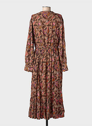 Rochie lungă mâneci lungi mâneci lungi maro C'EST BEAU LA VIE femeie