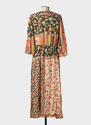 Rochie lungă imprimeu floral mâneci 3/4 portocalie C'EST BEAU LA VIE femeie