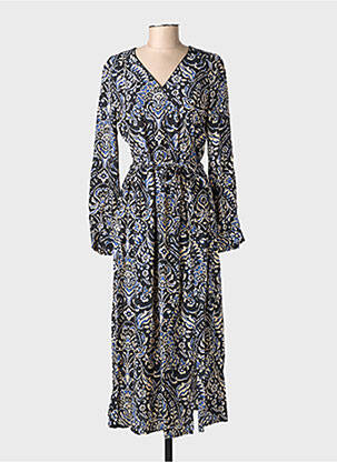 Rochie lungă mâneci lungi mâneci lungi albastru JULIE GUERLANDE femeie