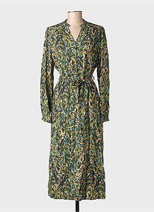 Rochie lungă mâneci lungi mâneci lungi verde JULIE GUERLANDE femeie