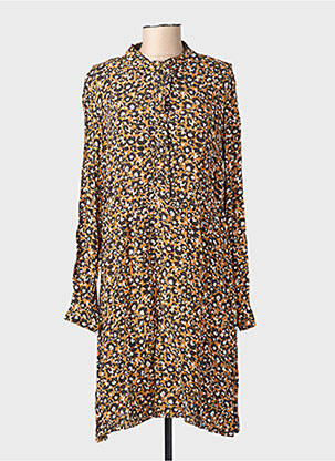 Rochie midi imprimeu floral mâneci lungi maro C'EST BEAU LA VIE femeie