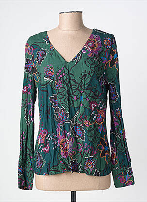 Bluză țesătură poplin mâneci lungi verde VOODOO femeie