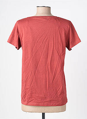 Tricou serigrafie mâneci scurte portocalie C'EST BEAU LA VIE femeie