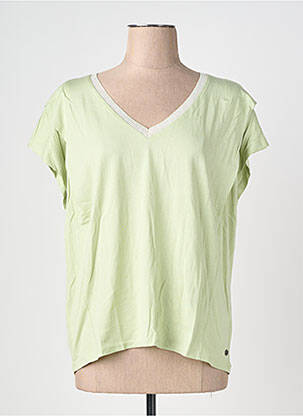 Tricou croială dreaptă mâneci scurte verde GARCIA femeie