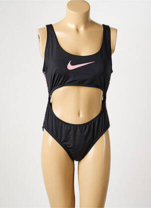 Costum de baie dintr-o singură piesă efect material satinat negru NIKE femeie
