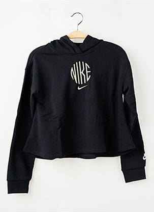 Hanorac cu glugă broderie mâneci lungi negru NIKE fată
