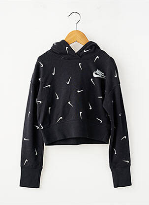 Hanorac cu glugă croială dreaptă mâneci lungi negru NIKE fată