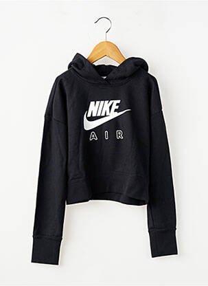 Hanorac cu glugă elasticitate mâneci lungi negru NIKE fată
