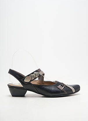 Sandale/pantofi decupați țesătură satinată toc de 4 la 6 cm negru DORKING femeie
