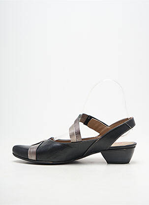 Sandale/pantofi decupați țesătură satinată toc de 4 la 6 cm negru DORKING femeie