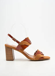 Sandale/pantofi decupați material neted toc de 7 la 9 cm maro BELLA STORIA femeie