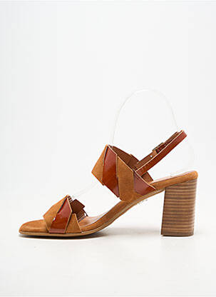 Sandale/pantofi decupați material neted toc de 7 la 9 cm maro BELLA STORIA femeie