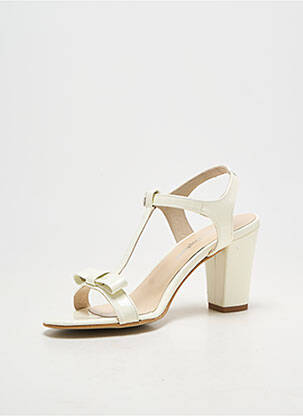 Sandale/pantofi decupați material neted toc de 7 la 9 cm bej ANDREA DAPHANE femeie