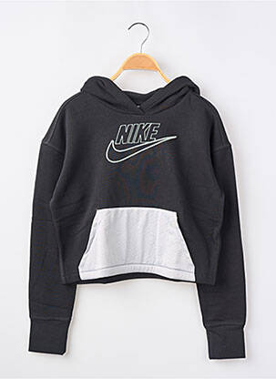 Hanorac cu glugă broderie mâneci lungi negru NIKE fată