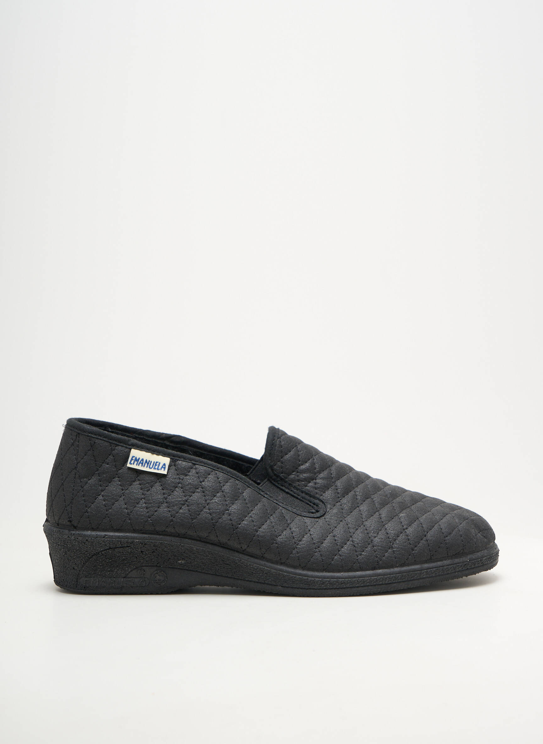 Papuci/pantofi de casă semi compensat toc plat până la 3 cm negru EMANUELA femeie