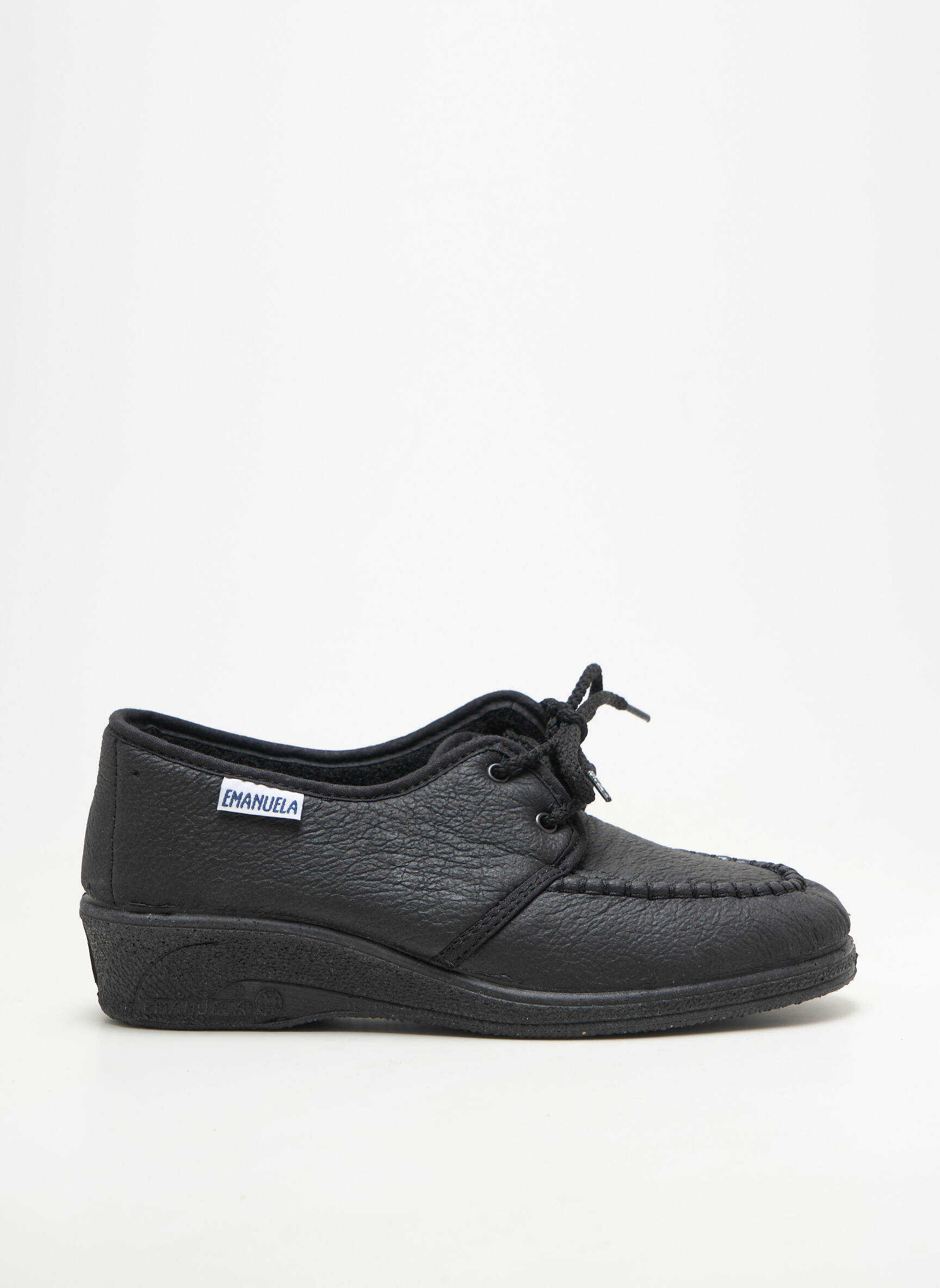Papuci/pantofi de casă semi compensat toc plat până la 3 cm negru EMANUELA femeie