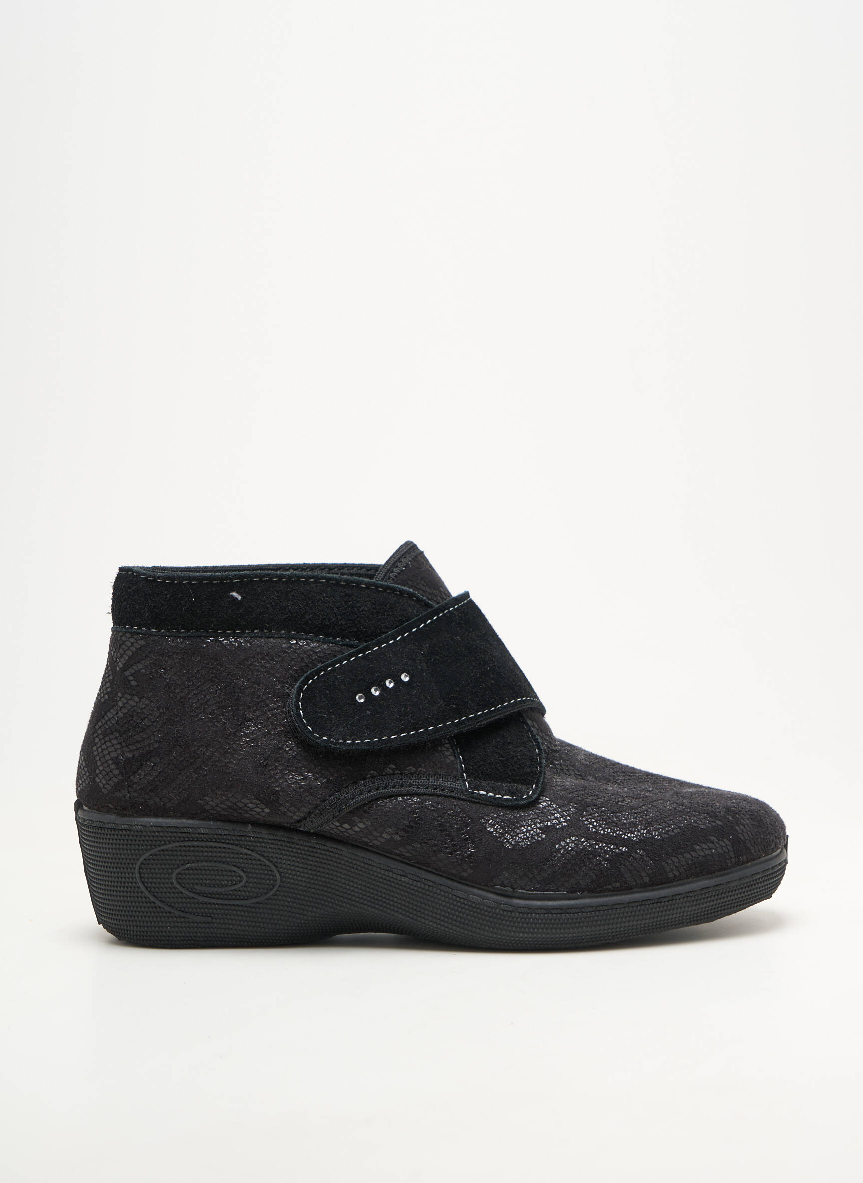 Papuci/pantofi de casă semi compensat toc de 4 la 6 cm negru EMANUELA femeie