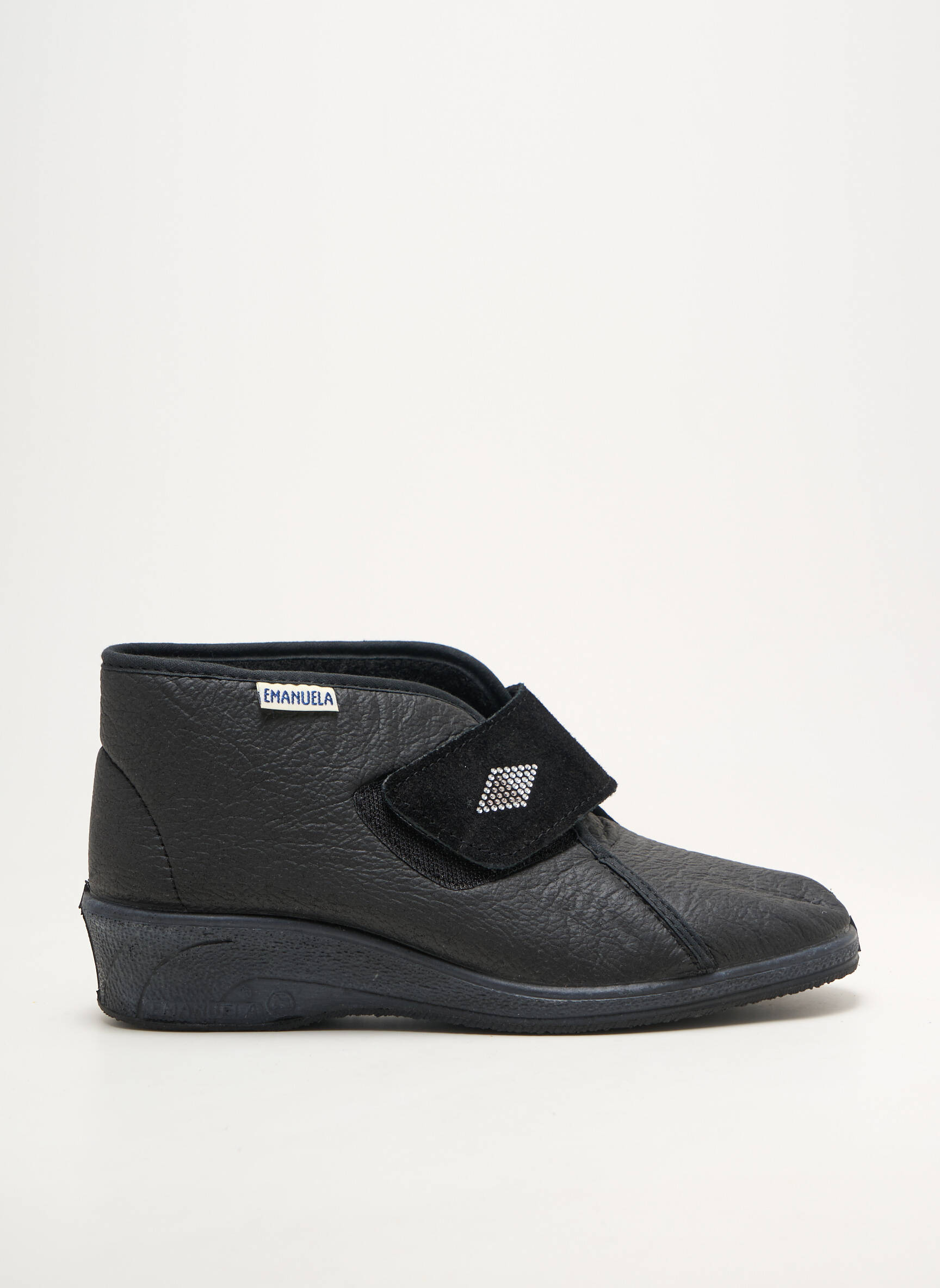 Papuci/pantofi de casă închidere cu arici toc plat până la 3 cm negru EMANUELA femeie