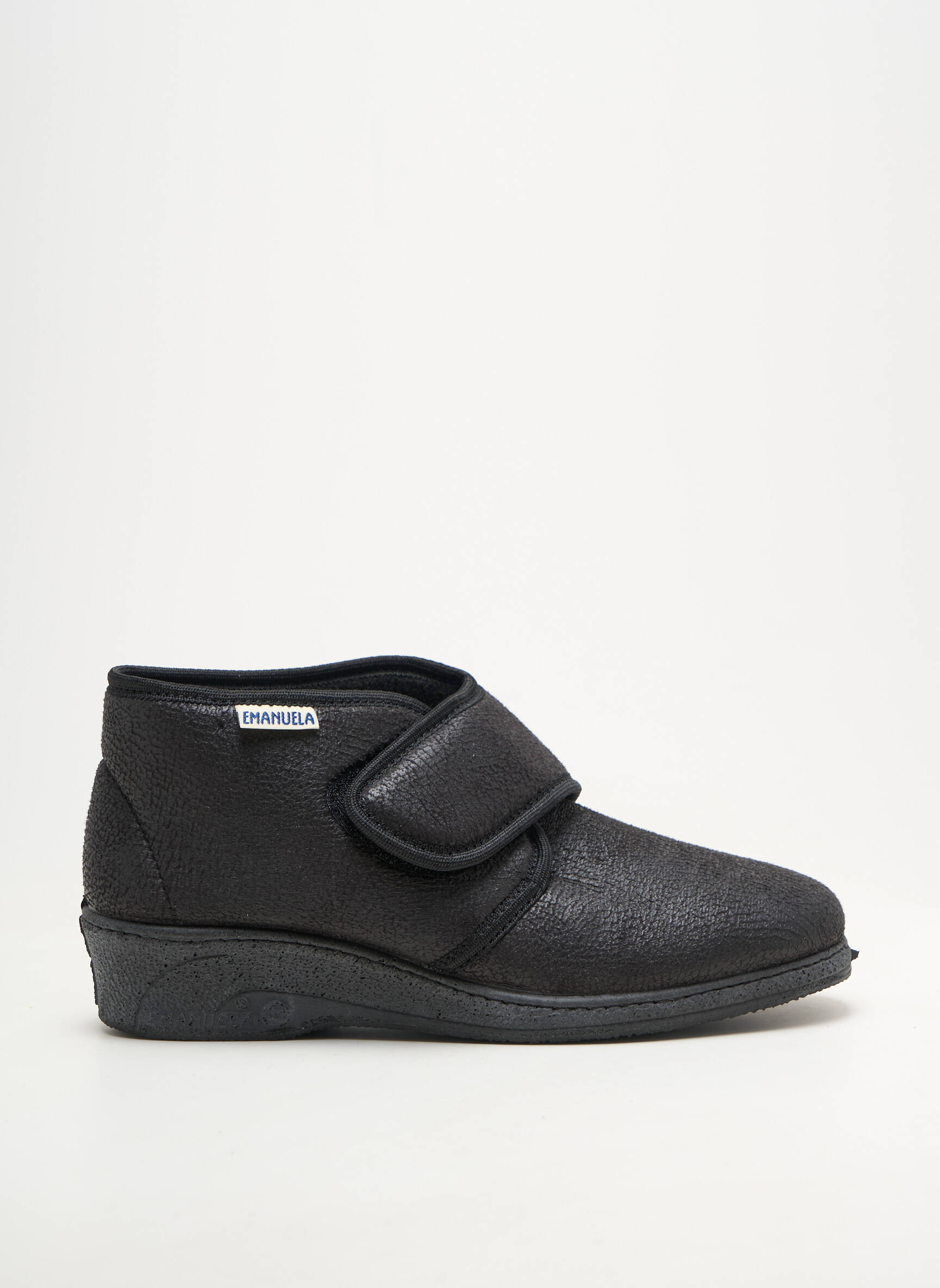 Papuci/pantofi de casă semi compensat toc plat până la 3 cm negru EMANUELA femeie