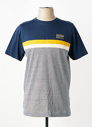 Tricou serigrafie flockată mâneci scurte albastru CAMBERABERO bărbat