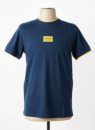 Tricou serigrafie flockată mâneci scurte albastru CAMBERABERO bărbat