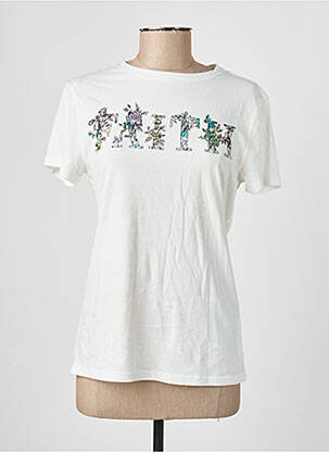Tricou imprimeu fantezie mâneci scurte bej IKKS femeie