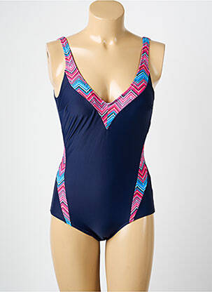 Costum de baie dintr-o singură piesă efect material satinat top sutien modelat albastru DAMART femeie