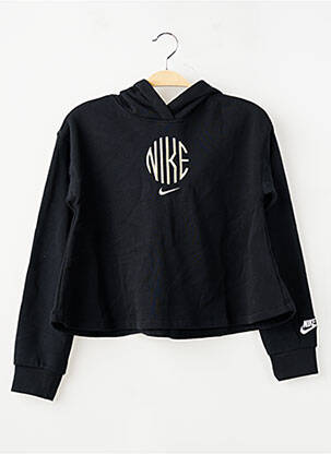 Hanorac cu glugă broderie mâneci lungi negru NIKE fată