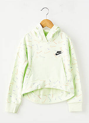 Hanorac cu glugă croială dreaptă mâneci lungi verde NIKE fată