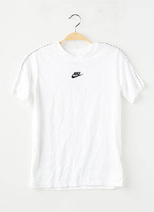 Tricou serigrafie flockată mâneci scurte alb NIKE băiat