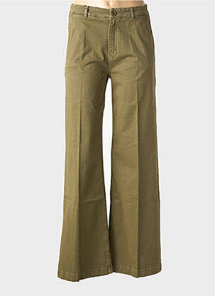 Pantalon evazat talie cu cleme talie joasă verde REIKO femeie