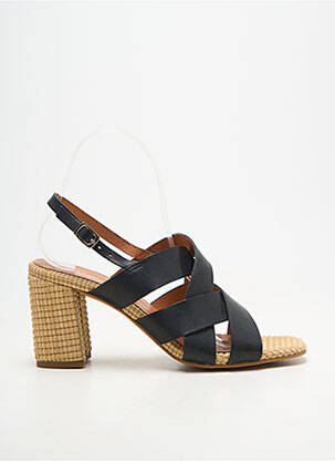 Sandale/pantofi decupați țesătură satinată toc de 7 la 9 cm negru BELLA STORIA femeie
