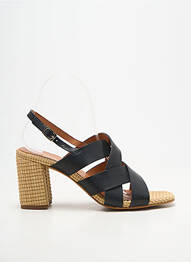 Sandale/pantofi decupați țesătură satinată toc de 7 la 9 cm negru BELLA STORIA femeie