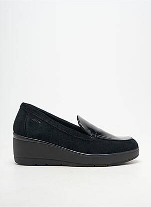Mocasini țesătură lăcuită toc de 4 la 6 cm negru GEOX femeie