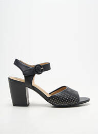 Sandale/pantofi decupați țesătură satinată toc de 7 la 9 cm negru GEOX femeie