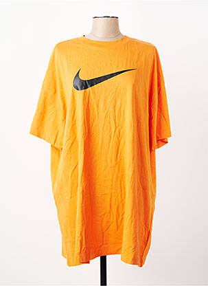 Tricou serigrafie flockată mâneci scurte portocalie NIKE femeie