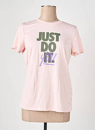 Tricou serigrafie flockată mâneci scurte roz NIKE femeie