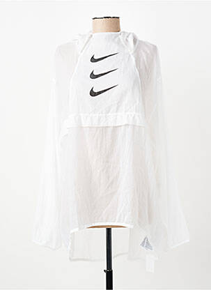 Jachetă vânt mâneci lungi cu glugă alb NIKE femeie