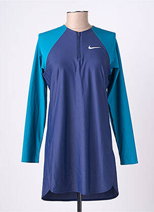 Costum de baie dintr-o singură piesă efect material satinat sutien cu susținere înaltă și burete detașabil albastru NIKE femeie