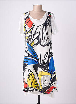 Rochie midi croială fluidă mâneci scurte alb MERI & ESCA femeie