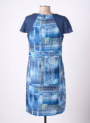 Rochie midi imprimeu fantezie mâneci scurte albastru FRANCE RIVOIRE femeie