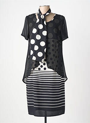 Rochie midi imprimeu fantezie mâneci scurte negru GUY DUBOUIS femeie