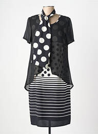 Rochie midi imprimeu fantezie mâneci scurte negru GUY DUBOUIS femeie