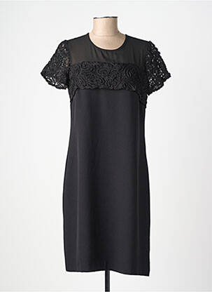 Rochie midi țesătură crep mâneci scurte negru MERI & ESCA femeie