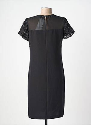 Rochie midi țesătură crep mâneci scurte negru MERI & ESCA femeie